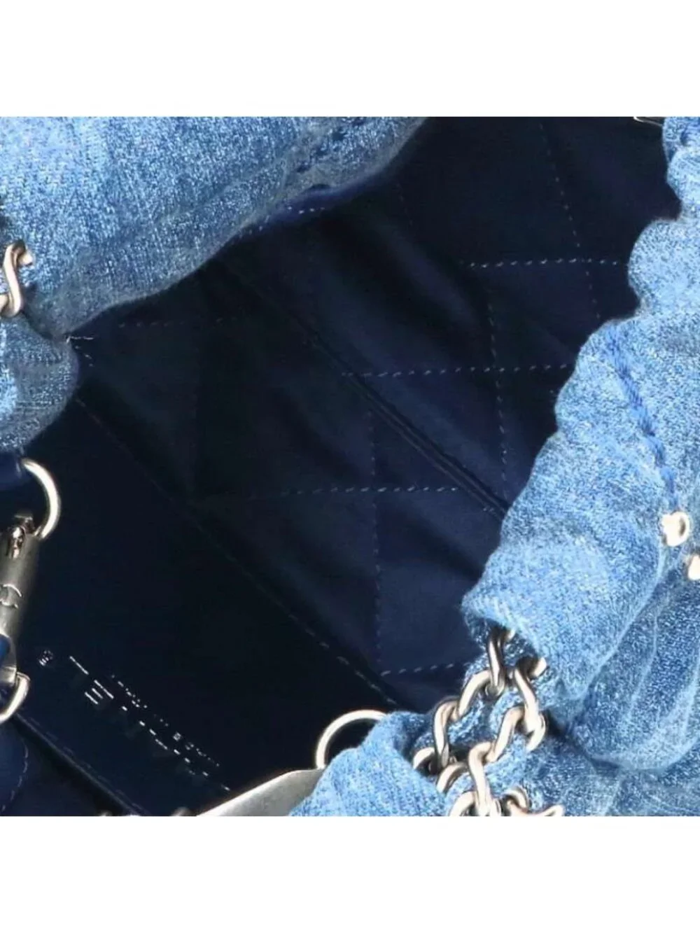 Chanel 22 Mini Denim Studded Chain Shoulder Bag